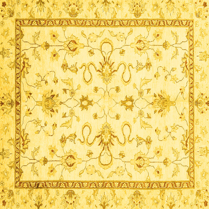 Square Machine Washable Oriental Yellow Traditional Rug, wshabs3336yw