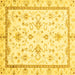 Square Machine Washable Oriental Yellow Traditional Rug, wshabs3336yw