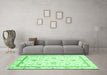 Machine Washable Oriental Emerald Green Traditional Area Rugs in a Living Room,, wshabs3336emgrn