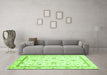 Machine Washable Oriental Green Traditional Area Rugs in a Living Room,, wshabs3336grn