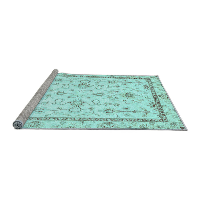 Sideview of Machine Washable Oriental Light Blue Traditional Rug, wshabs3336lblu