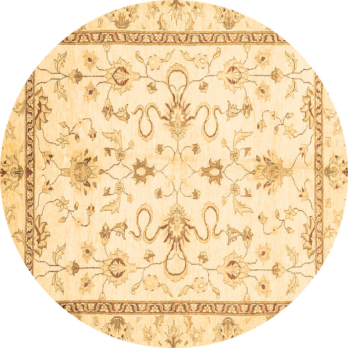 Round Machine Washable Oriental Brown Traditional Rug, wshabs3336brn