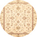 Round Machine Washable Abstract Sun Yellow Rug, wshabs3336