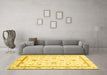 Machine Washable Oriental Yellow Traditional Rug in a Living Room, wshabs3336yw