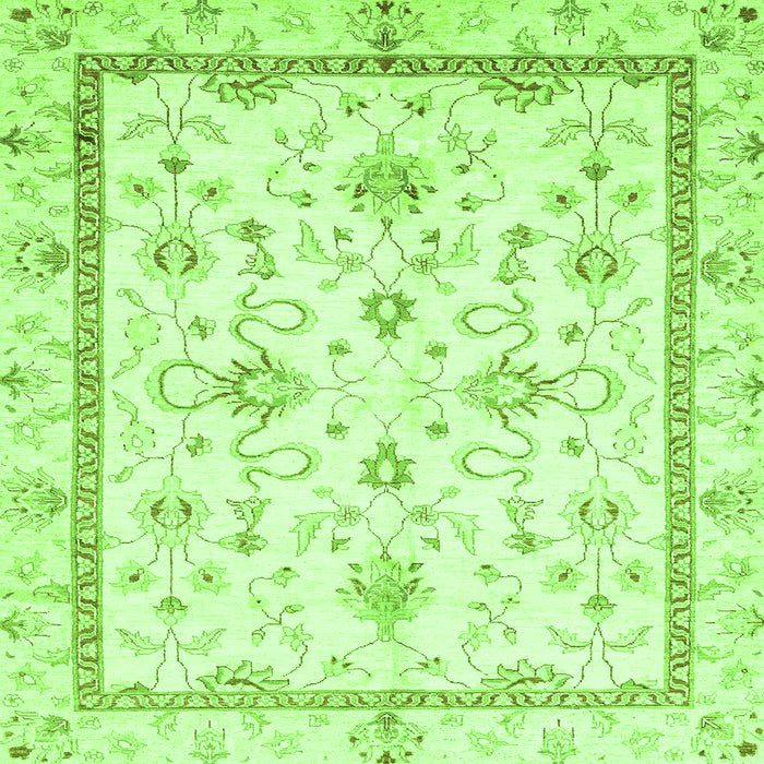 Square Machine Washable Oriental Green Traditional Area Rugs, wshabs3336grn