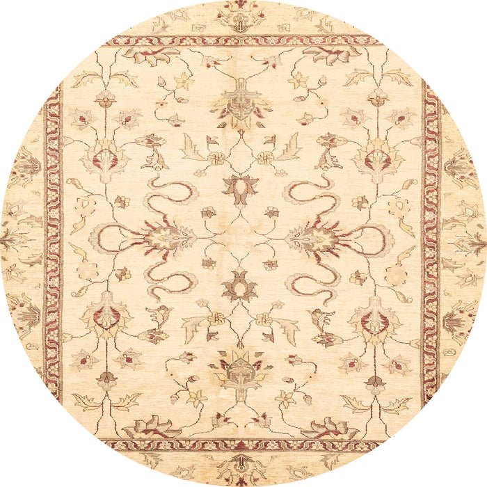 Round Abstract Sun Yellow Oriental Rug, abs3336