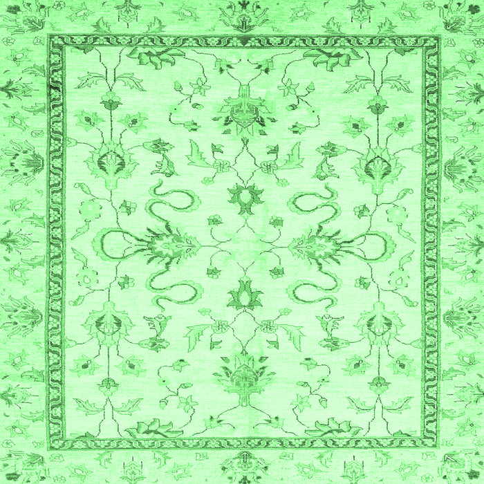 Square Machine Washable Oriental Emerald Green Traditional Area Rugs, wshabs3336emgrn