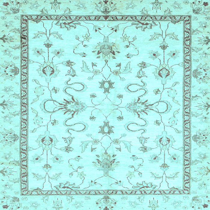 Square Machine Washable Oriental Light Blue Traditional Rug, wshabs3336lblu