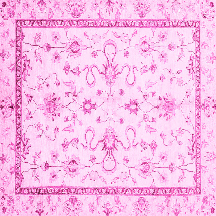 Square Machine Washable Oriental Pink Traditional Rug, wshabs3336pnk