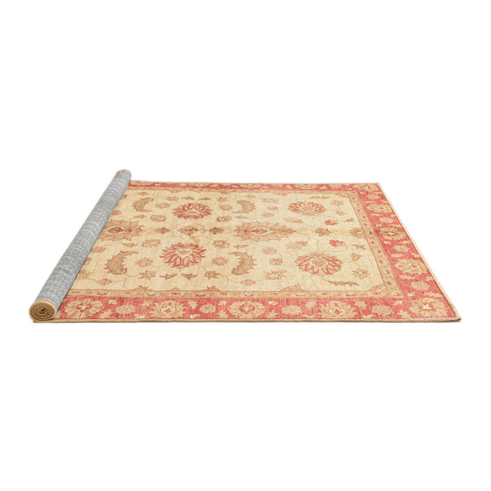 Sideview of Machine Washable Abstract Brown Gold Rug, wshabs3337