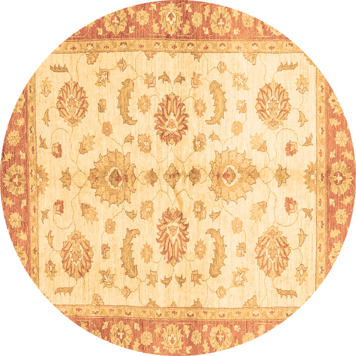 Round Oriental Brown Traditional Rug, abs3337brn