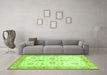 Machine Washable Oriental Green Traditional Area Rugs in a Living Room,, wshabs3337grn