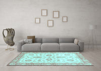 Machine Washable Oriental Light Blue Traditional Rug, wshabs3337lblu