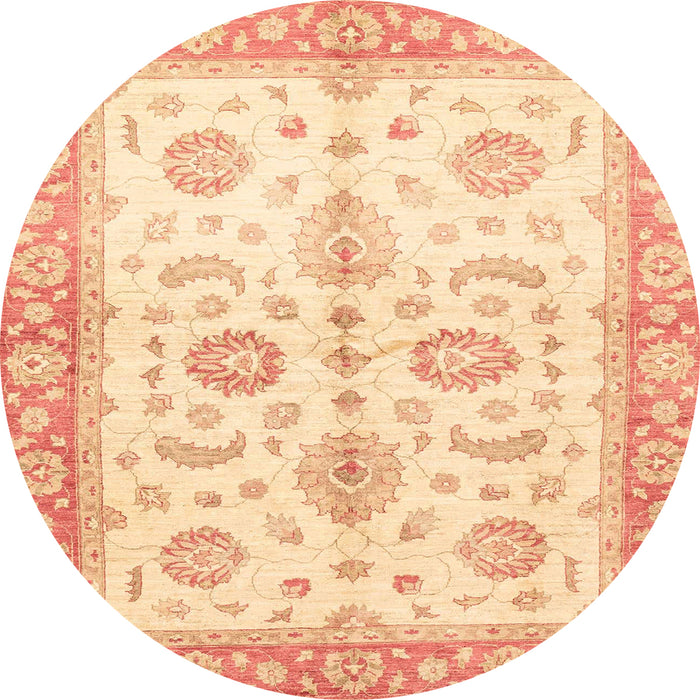 Round Machine Washable Abstract Brown Gold Rug, wshabs3337