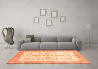 Machine Washable Oriental Orange Traditional Rug, wshabs3337org