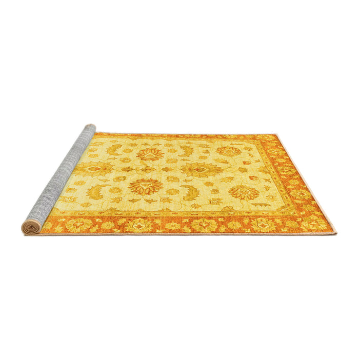 Sideview of Machine Washable Oriental Yellow Traditional Rug, wshabs3337yw
