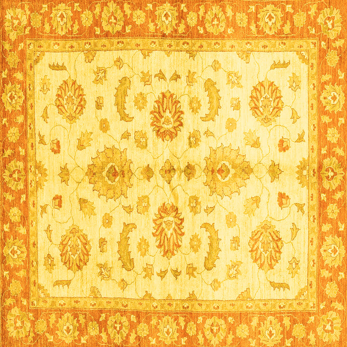 Square Machine Washable Oriental Yellow Traditional Rug, wshabs3337yw