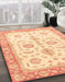 Abstract Brown Gold Oriental Rug in Family Room, abs3337