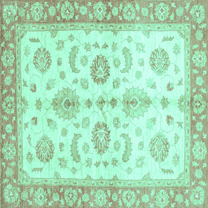 Square Oriental Turquoise Traditional Rug, abs3337turq