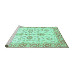Sideview of Machine Washable Oriental Turquoise Traditional Area Rugs, wshabs3337turq