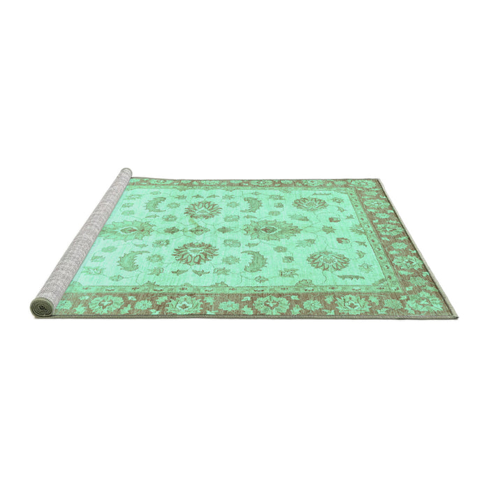 Sideview of Machine Washable Oriental Turquoise Traditional Area Rugs, wshabs3337turq