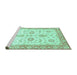 Sideview of Machine Washable Oriental Turquoise Traditional Area Rugs, wshabs3337turq