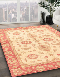 Machine Washable Abstract Brown Gold Rug in a Family Room, wshabs3337