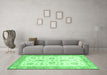 Machine Washable Oriental Emerald Green Traditional Area Rugs in a Living Room,, wshabs3337emgrn