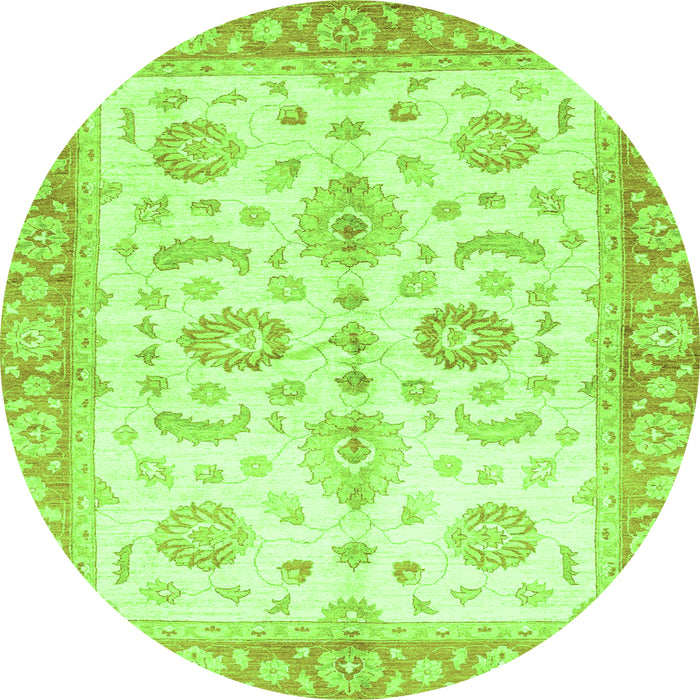Round Oriental Green Traditional Rug, abs3337grn