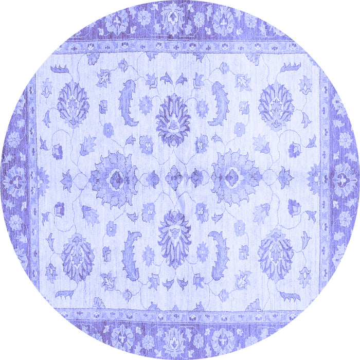 Round Oriental Blue Traditional Rug, abs3337blu