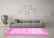 Machine Washable Oriental Pink Traditional Rug in a Living Room, wshabs3337pnk