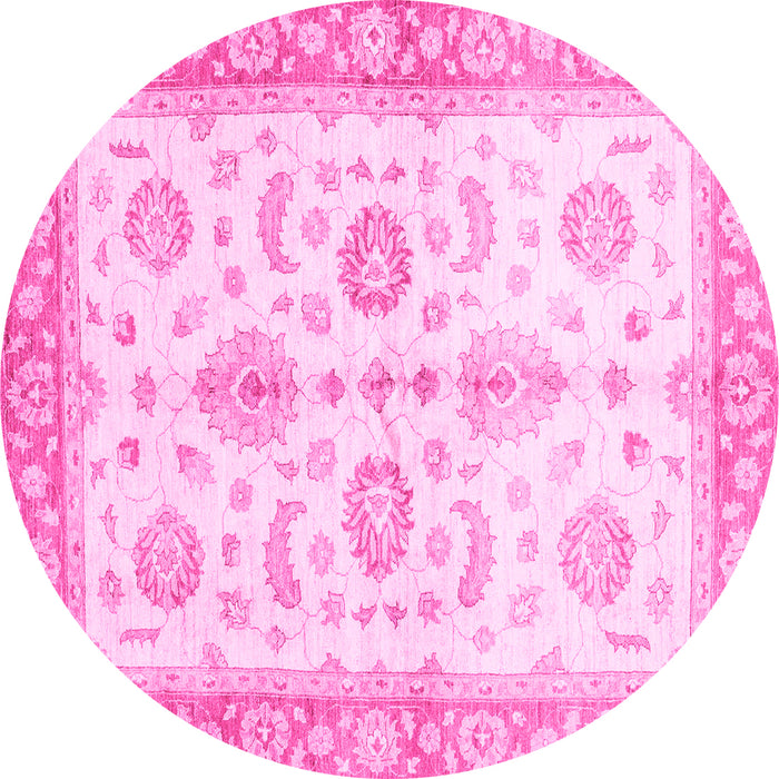 Round Oriental Pink Traditional Rug, abs3337pnk