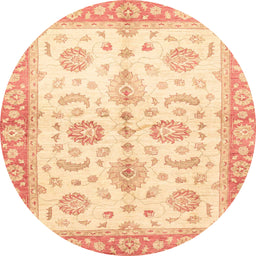 Round Abstract Brown Gold Oriental Rug, abs3337