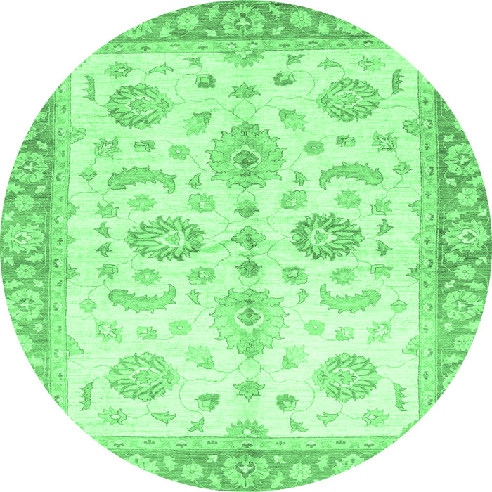 Round Oriental Emerald Green Traditional Rug, abs3337emgrn