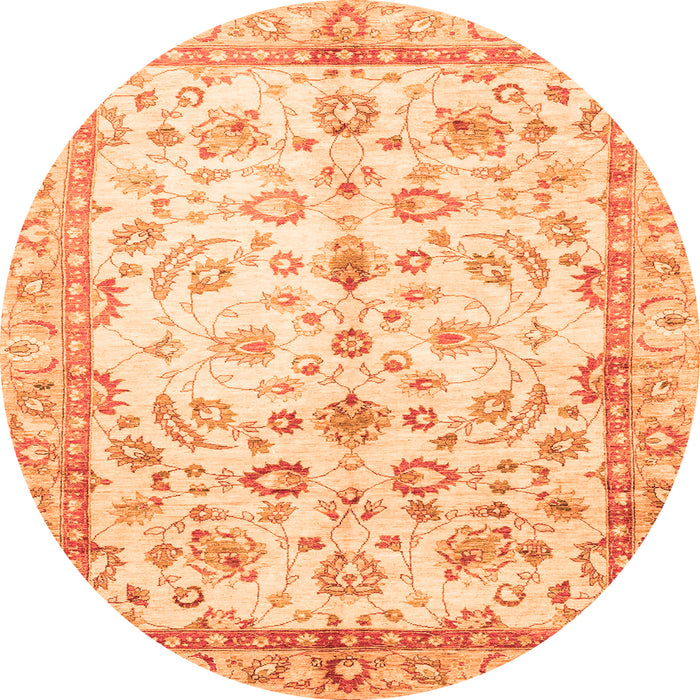 Round Oriental Orange Traditional Rug, abs3338org