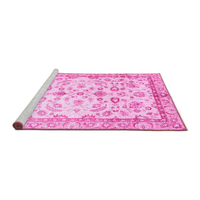 Sideview of Machine Washable Oriental Pink Traditional Rug, wshabs3338pnk