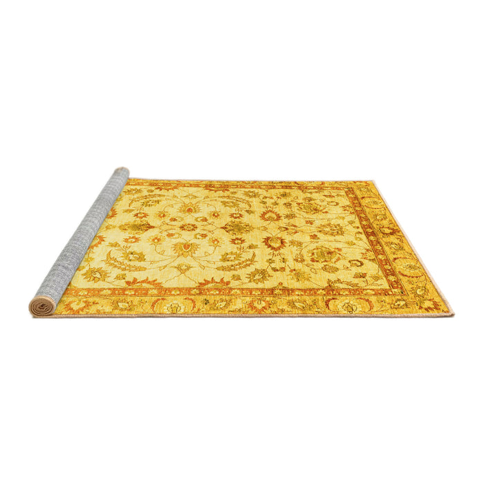 Sideview of Machine Washable Oriental Yellow Traditional Rug, wshabs3338yw
