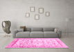 Machine Washable Oriental Pink Traditional Rug in a Living Room, wshabs3338pnk