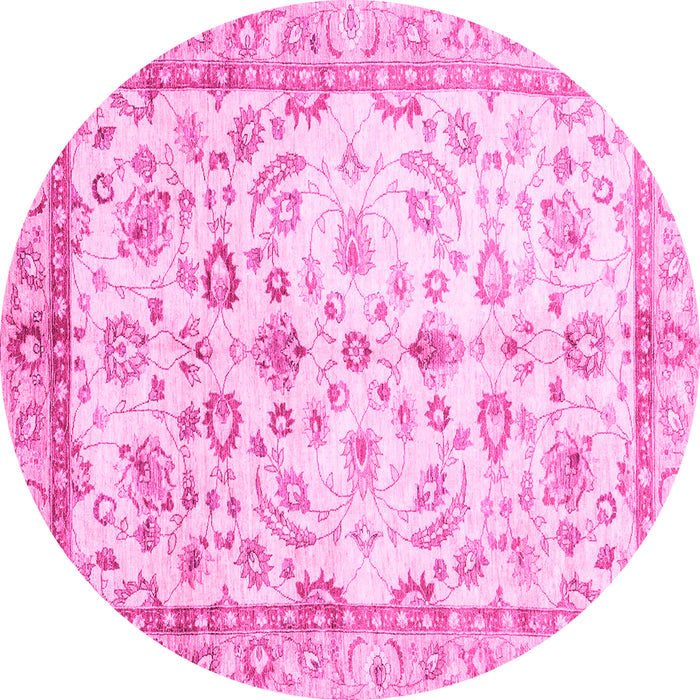 Round Oriental Pink Traditional Rug, abs3338pnk