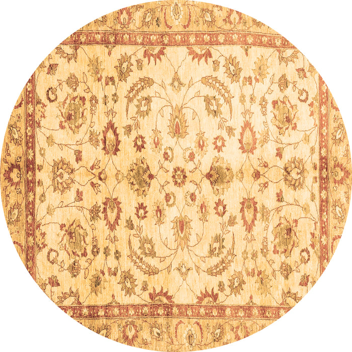 Round Oriental Brown Traditional Rug, abs3338brn