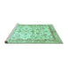 Sideview of Machine Washable Oriental Turquoise Traditional Area Rugs, wshabs3338turq