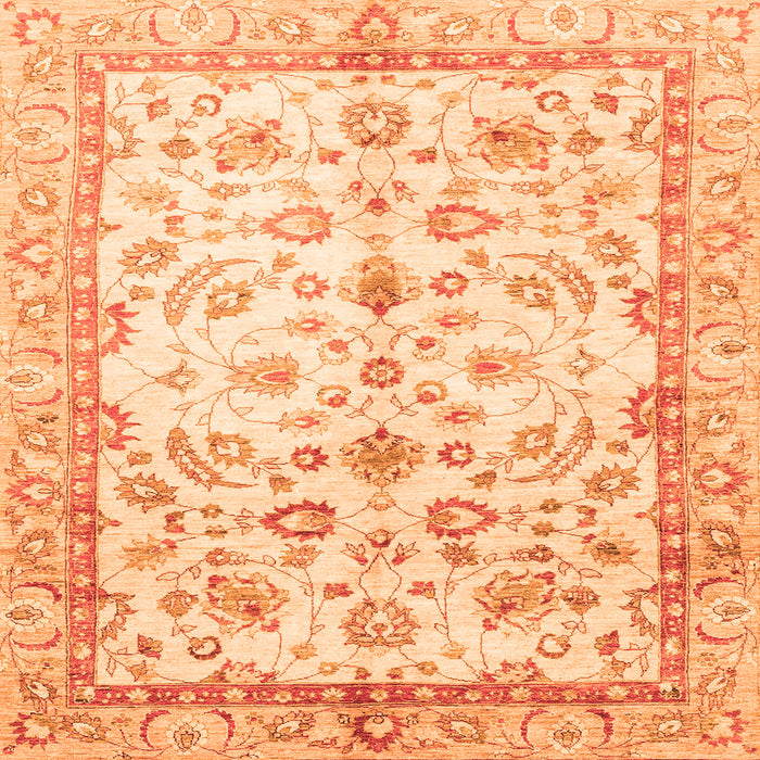 Square Oriental Orange Traditional Rug, abs3338org