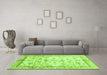 Machine Washable Oriental Green Traditional Area Rugs in a Living Room,, wshabs3338grn