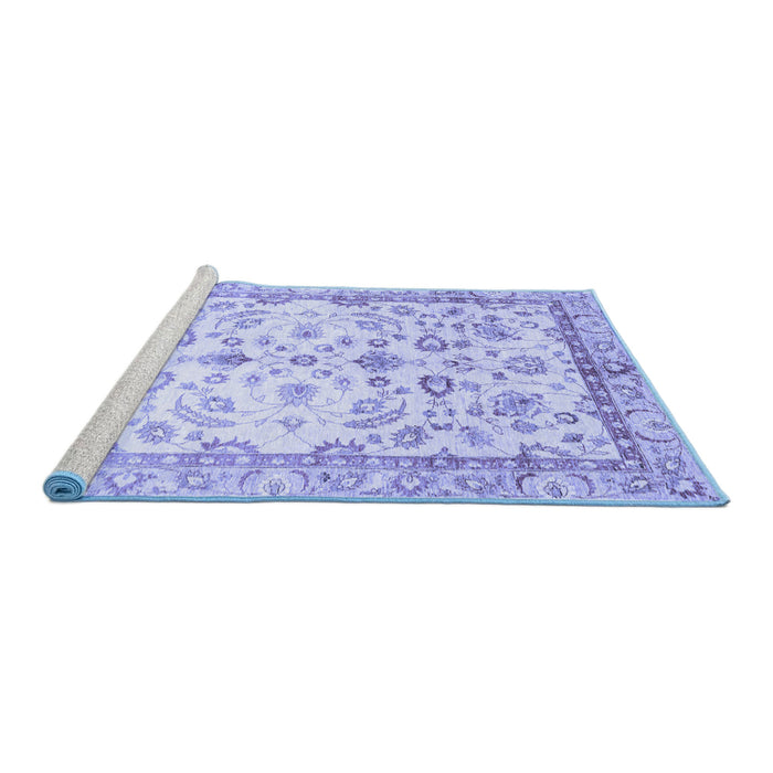 Sideview of Machine Washable Oriental Blue Traditional Rug, wshabs3338blu