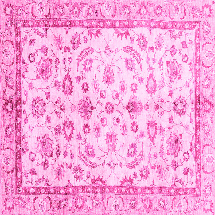Square Machine Washable Oriental Pink Traditional Rug, wshabs3338pnk