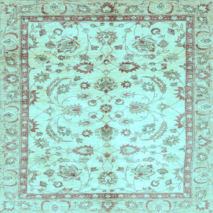 Square Oriental Light Blue Traditional Rug, abs3338lblu