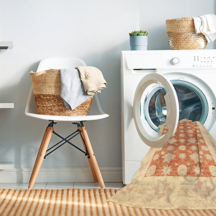 Machine Washable Abstract Sun Yellow Rug in a Washing Machine, wshabs3339