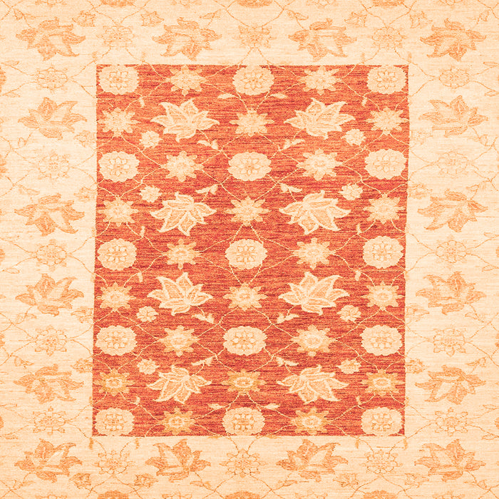 Square Machine Washable Oriental Orange Traditional Area Rugs, wshabs3339org