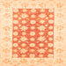 Square Machine Washable Oriental Orange Traditional Area Rugs, wshabs3339org