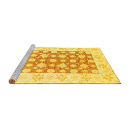 Sideview of Machine Washable Oriental Yellow Traditional Rug, wshabs3339yw